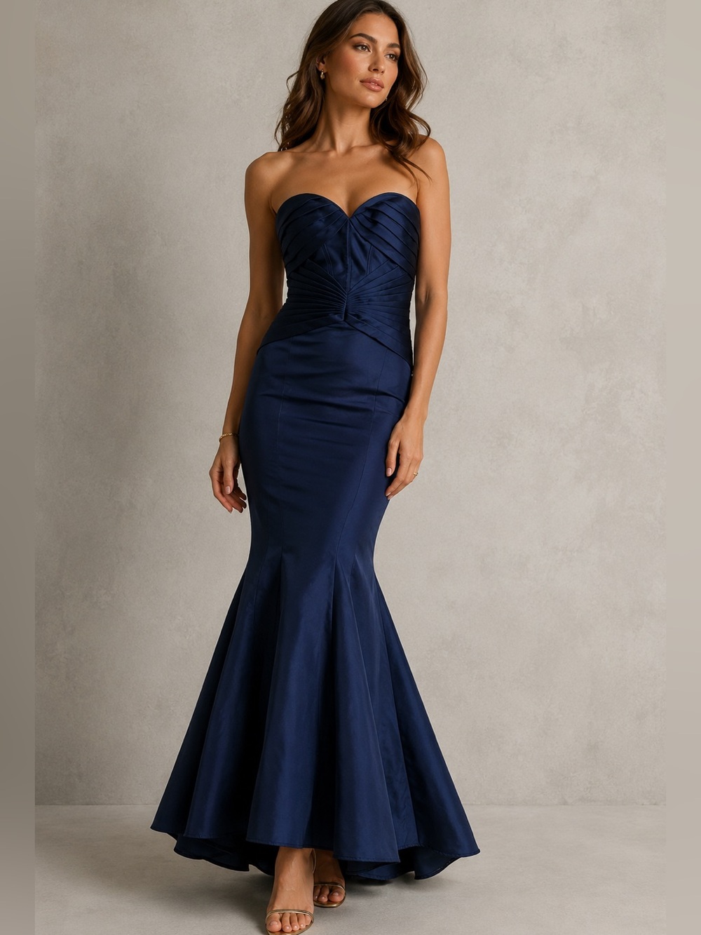 Truly Zac Posen Navy Strapless Mermaid Gown Dress Formal Evening Wedding Guest